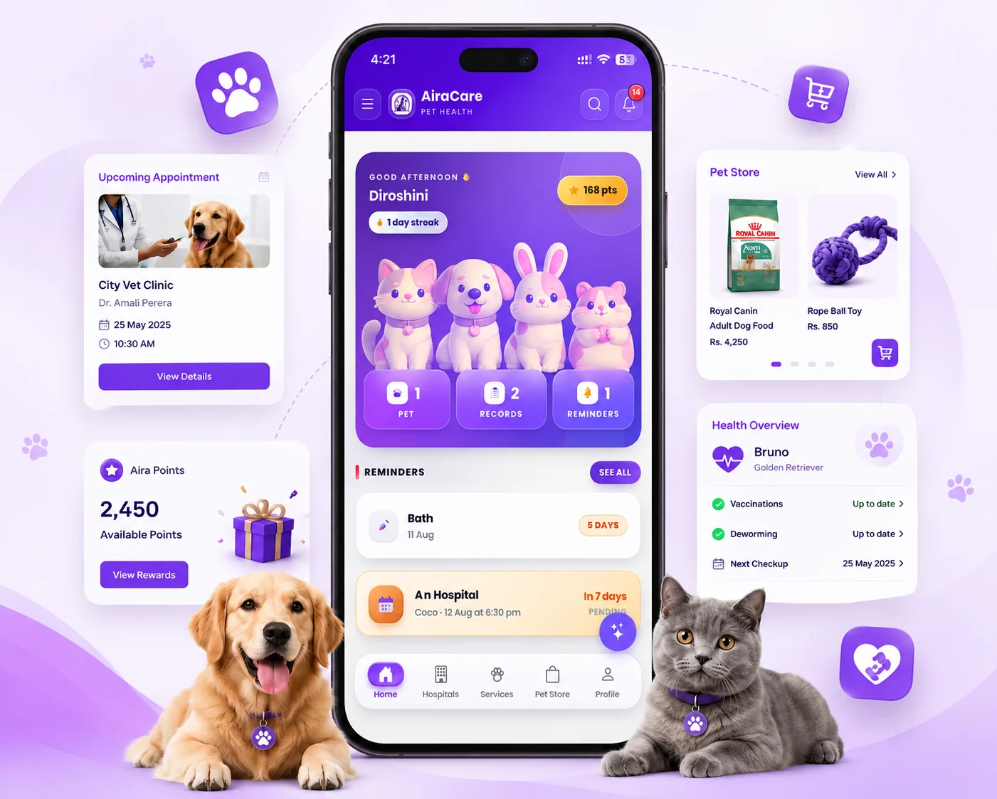 AiraCare pet care platform features