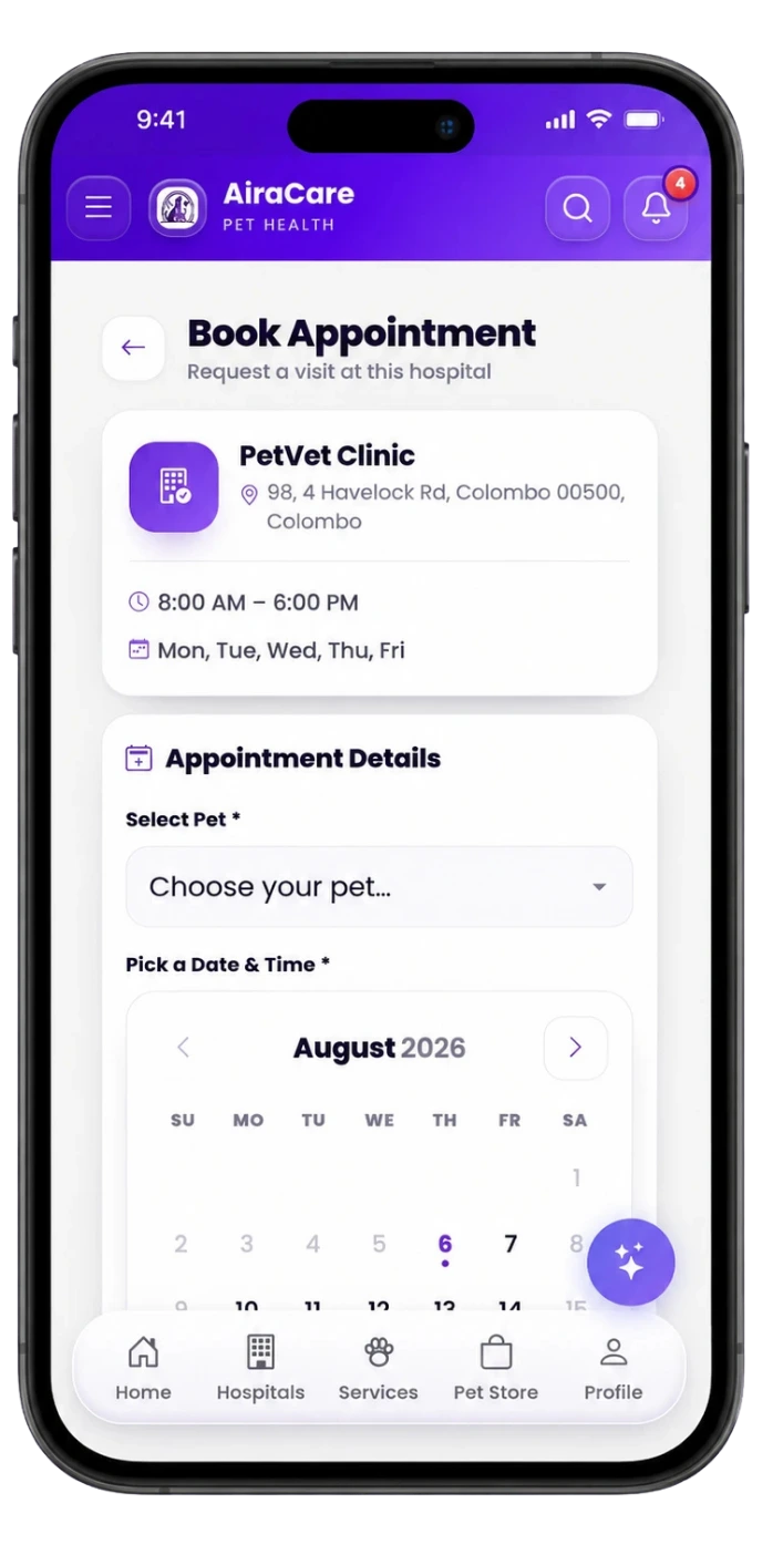 Book veterinary appointments through AiraCare